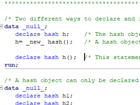 Declare and Instantiate the Hash Object in SAS