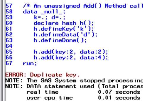 Assigned Vs Unassigned Hash Object Method Call in SAS