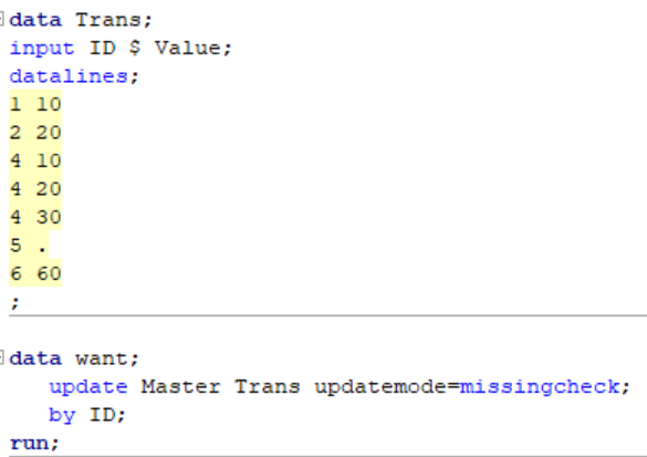 Using the Update Statement in the SAS Data Step