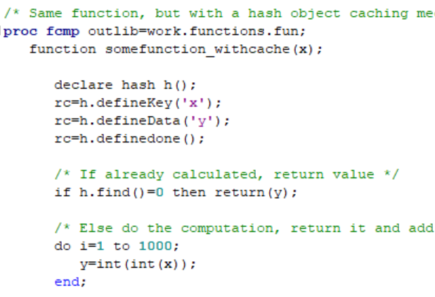 The Hash Object as a Cache in PROC FCMP